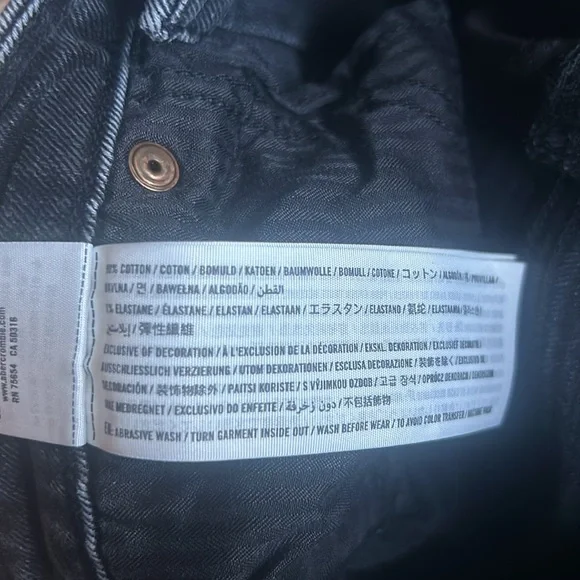 Abercrombie & Fitch Simone High Rise Slim Jeans Raw Hem Ankle Slit Black Size 30 - Picture 10 of 12